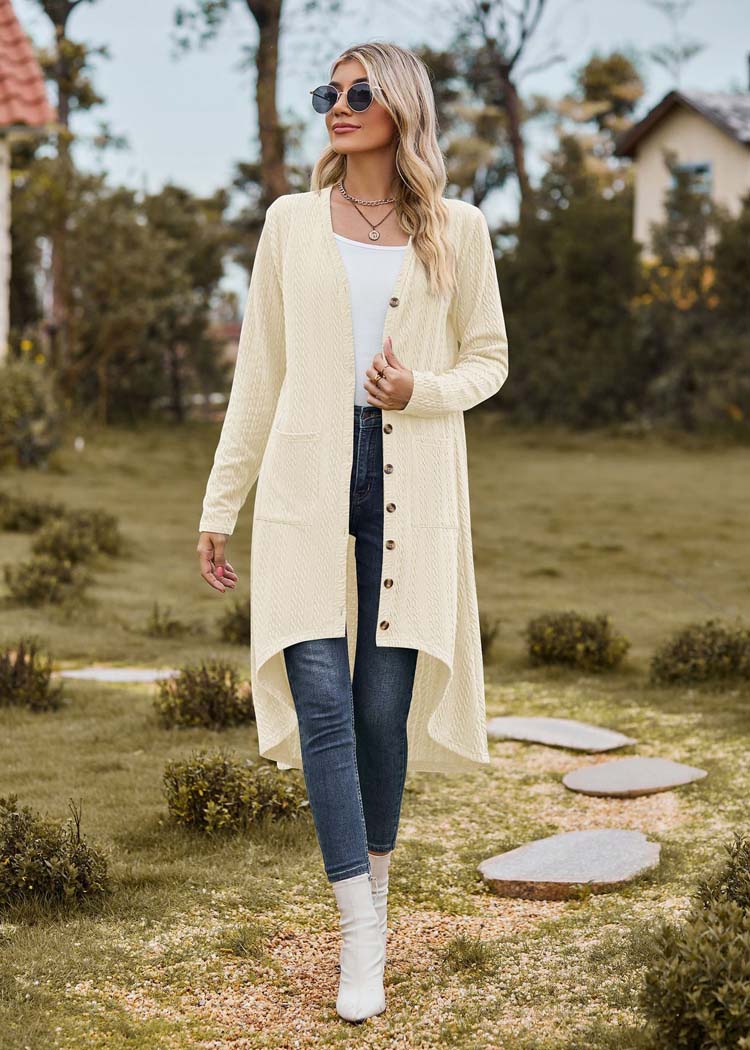 Lange ecrufarbene Cardigan