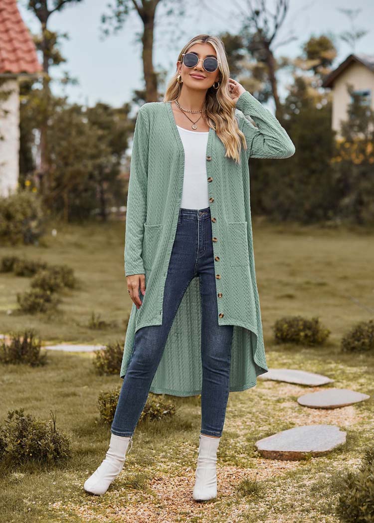 Lange grüne Strickjacke