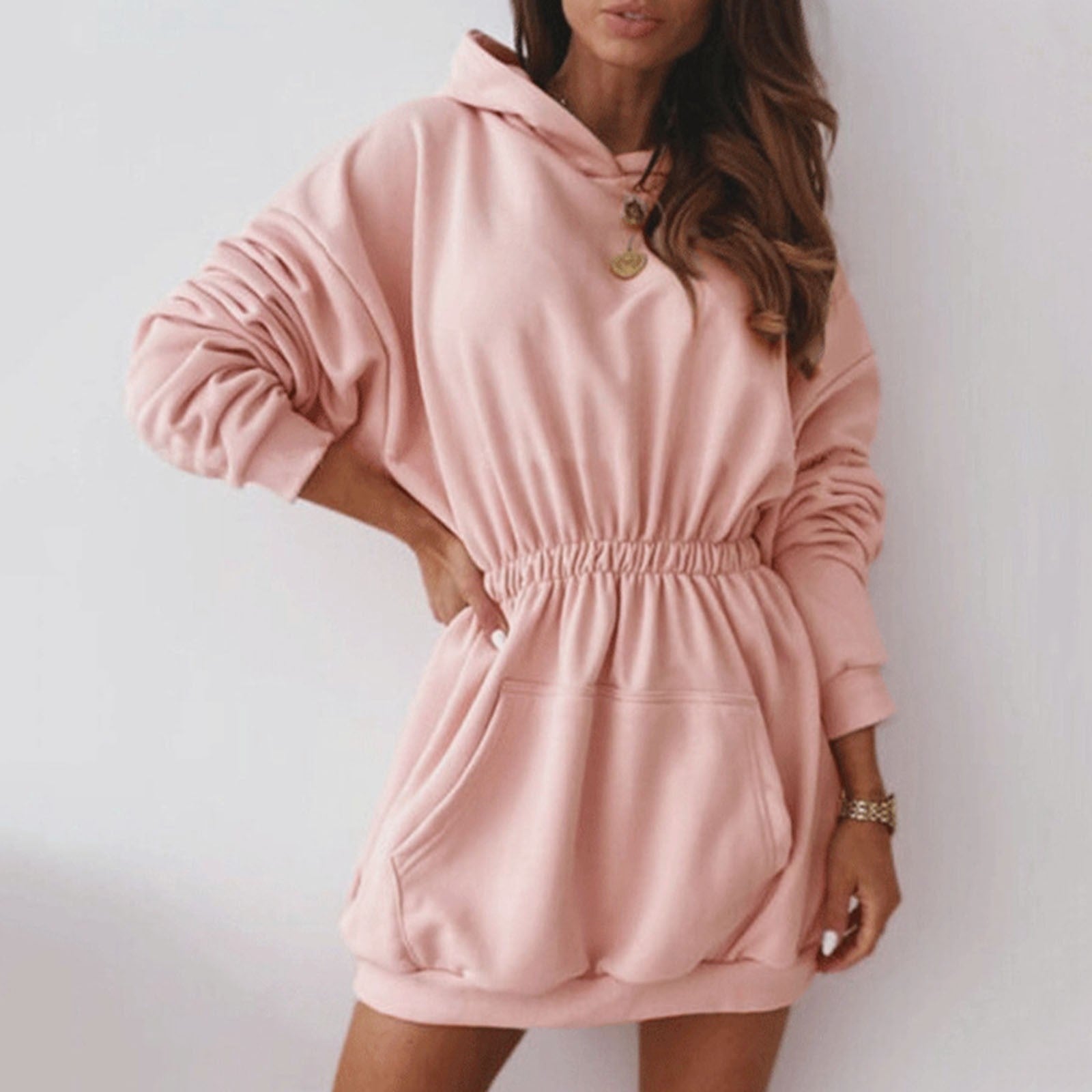 Rosa oversized Hoodie-Kleid