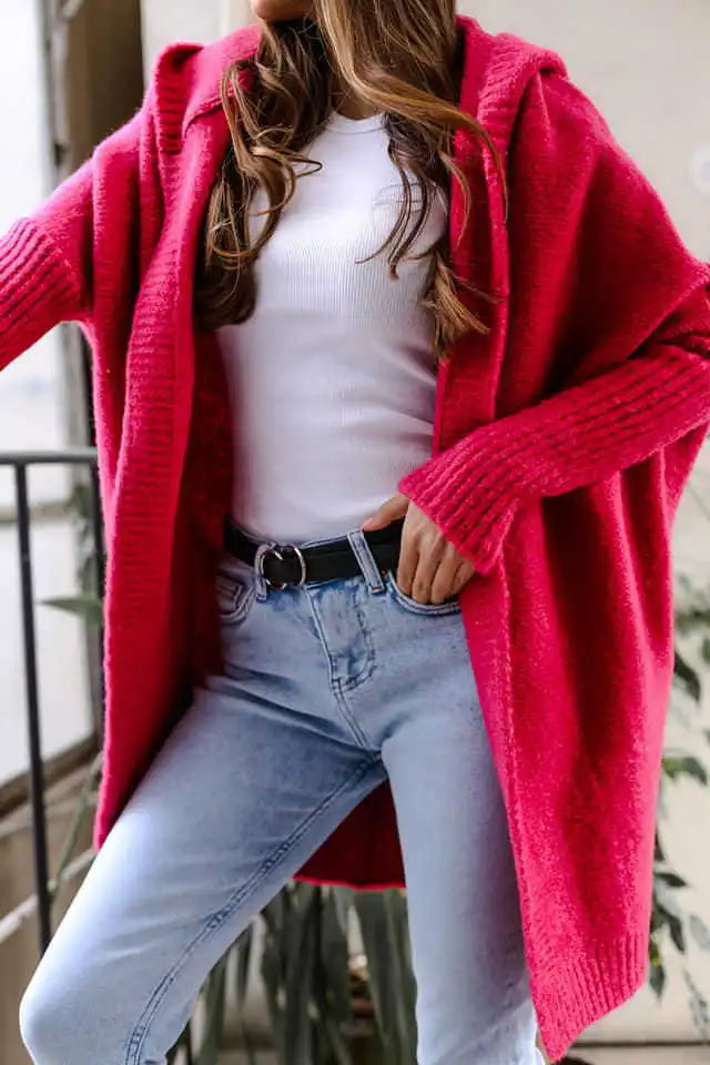 Oversized Strickjacke mit Kapuze