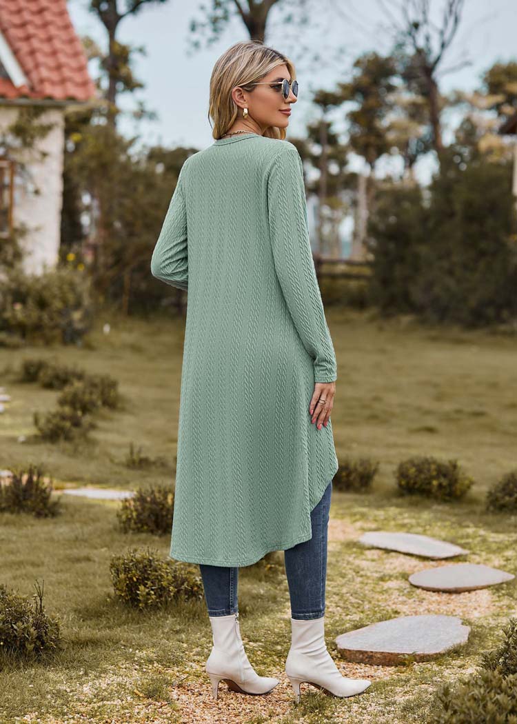 Lange grüne Strickjacke