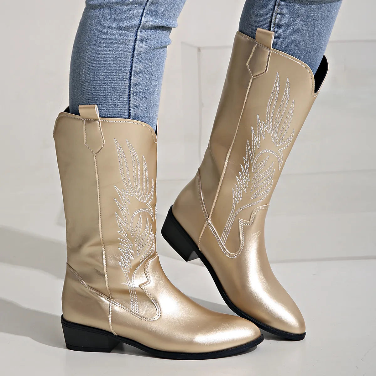 Mia | Leder-Cowboystiefel mit weichem Futter