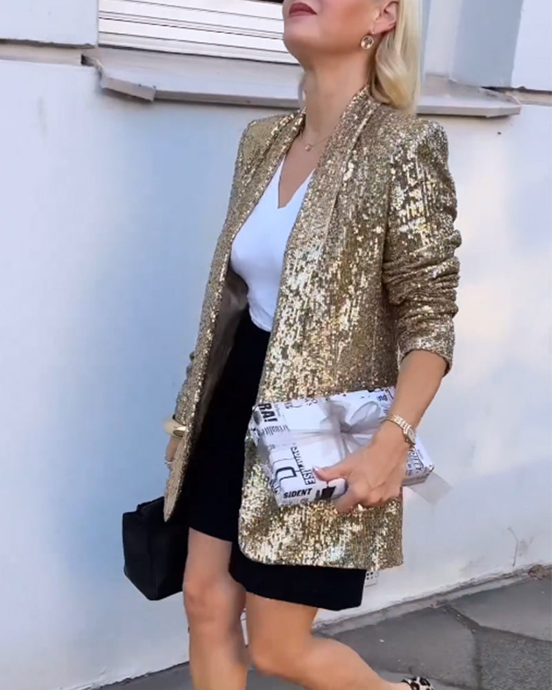 Goldfarbene Glitzerjacke mit Pailletten