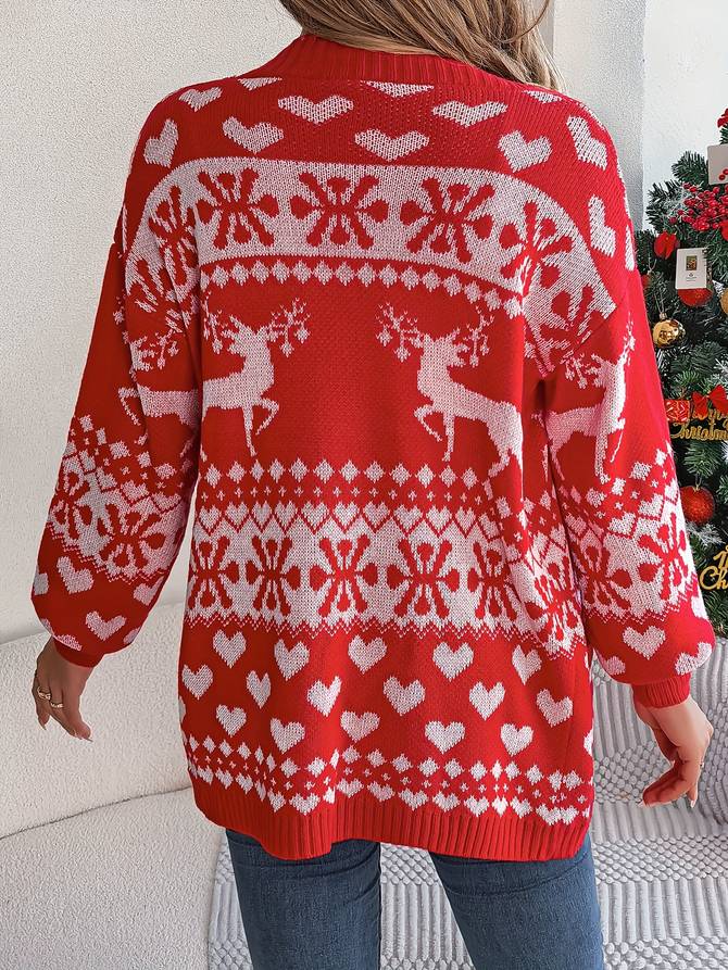 Stylische Strickjacke mit weihnachtlichem Muster