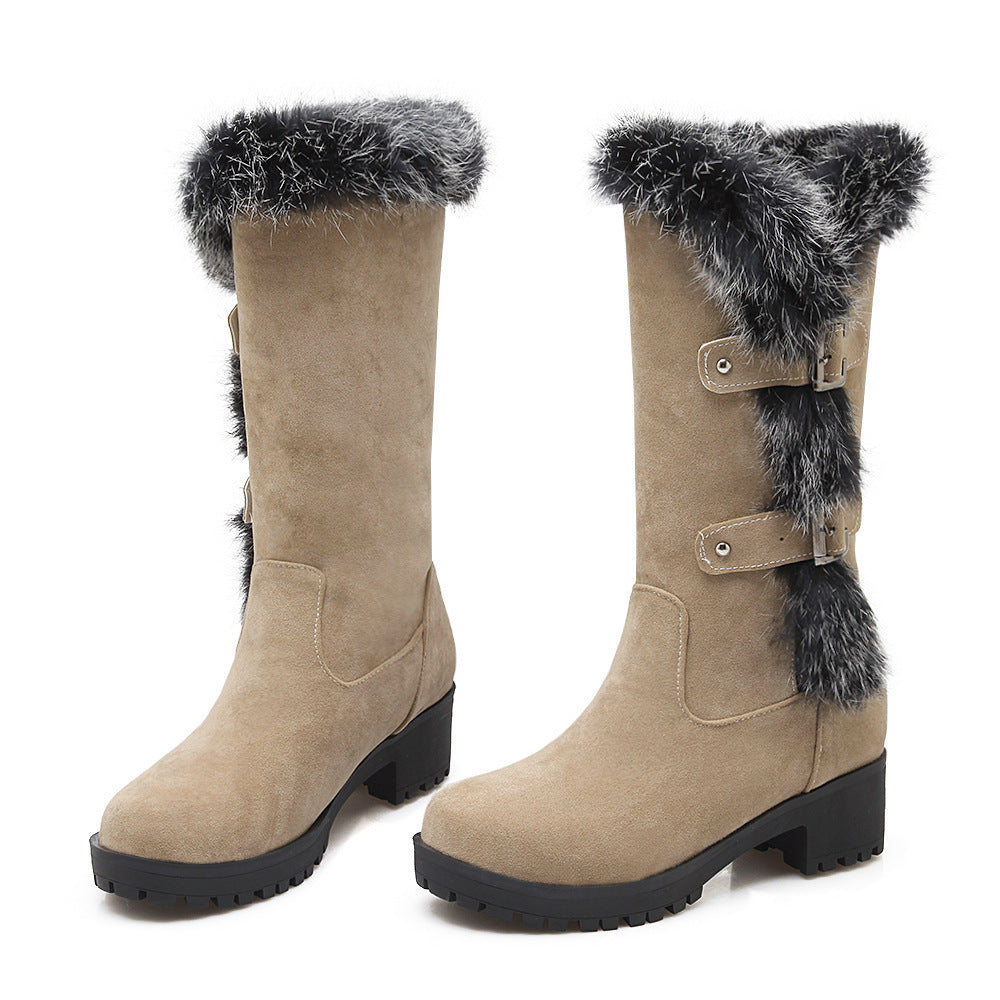 Remee - Schicke Winterstiefel aus Wildleder mit Fell und niedrigem Absatz für Damen