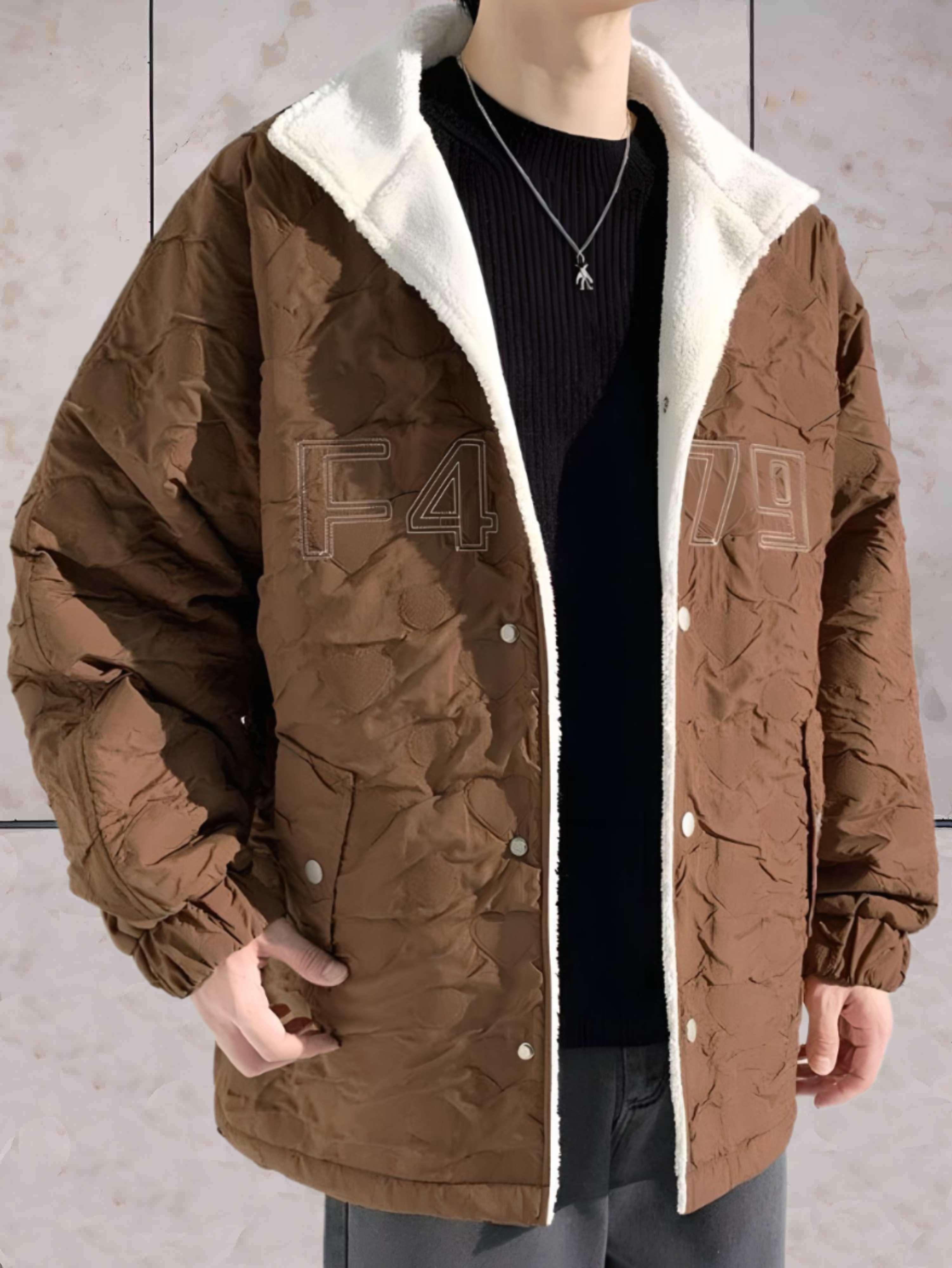 Edwin | Warme 2-farbige Fleecejacke mit Taschen und Knopfverschluss