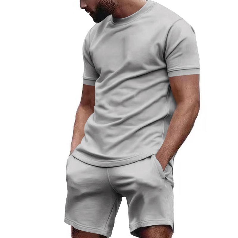 Alex zweiteiliges Herren-Set | Premium einfarbiges Freizeit-T-Shirt mit passenden Shorts für Männer