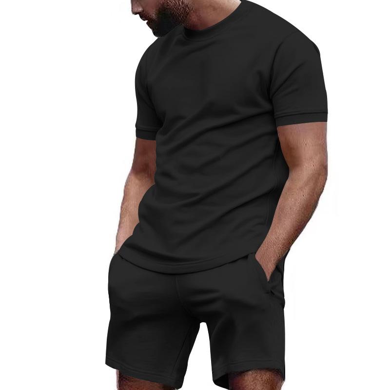 Alex zweiteiliges Herren-Set | Premium einfarbiges Freizeit-T-Shirt mit passenden Shorts für Männer