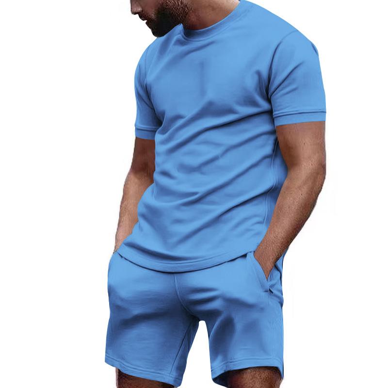 Alex zweiteiliges Herren-Set | Premium einfarbiges Freizeit-T-Shirt mit passenden Shorts für Männer