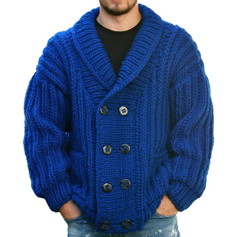 Zweireihige langärmelige Strickjacke für Männer