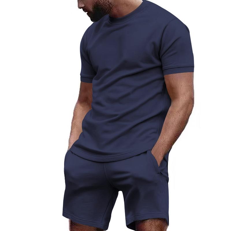 Alex zweiteiliges Herren-Set | Premium einfarbiges Freizeit-T-Shirt mit passenden Shorts für Männer