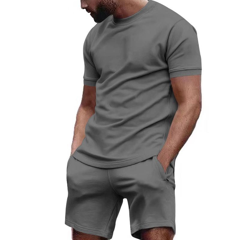 Alex zweiteiliges Herren-Set | Premium einfarbiges Freizeit-T-Shirt mit passenden Shorts für Männer