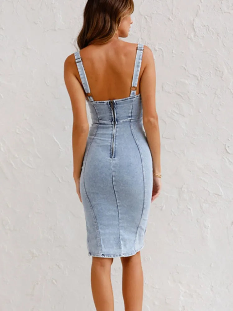 Jarra | Denim Kleid mit verstellbaren Trägern