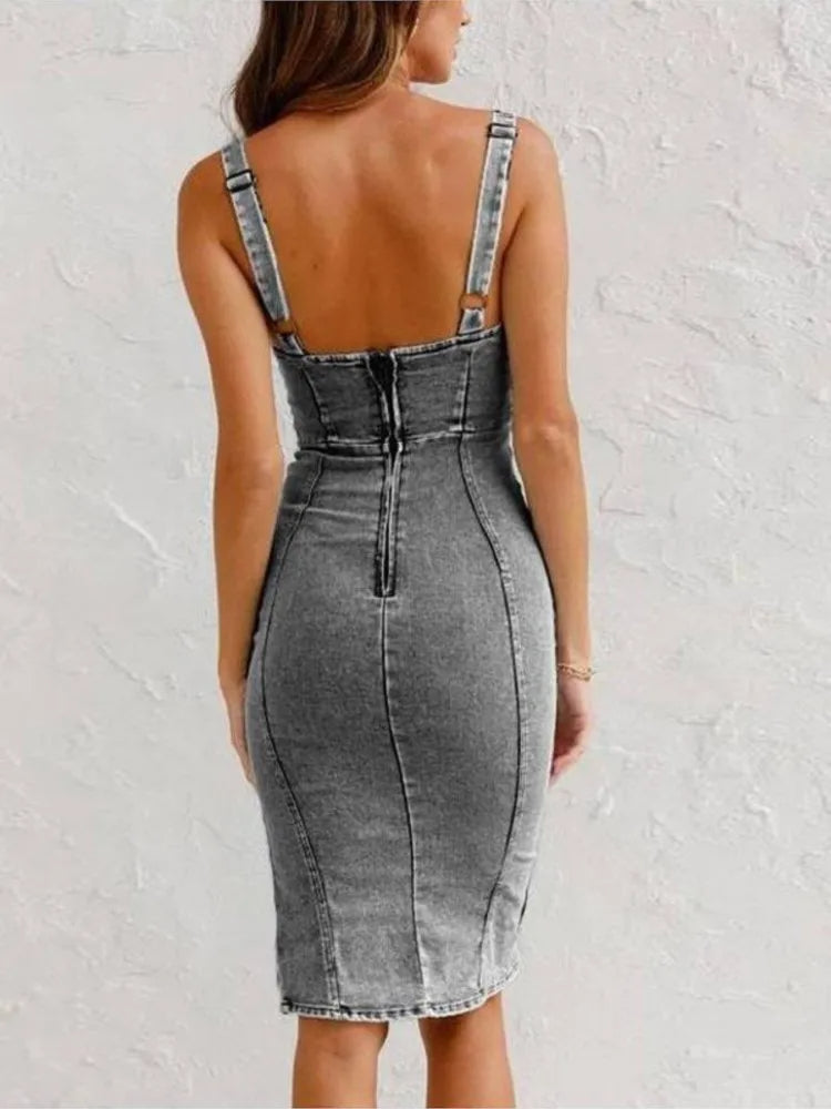 Jarra | Denim Kleid mit verstellbaren Trägern