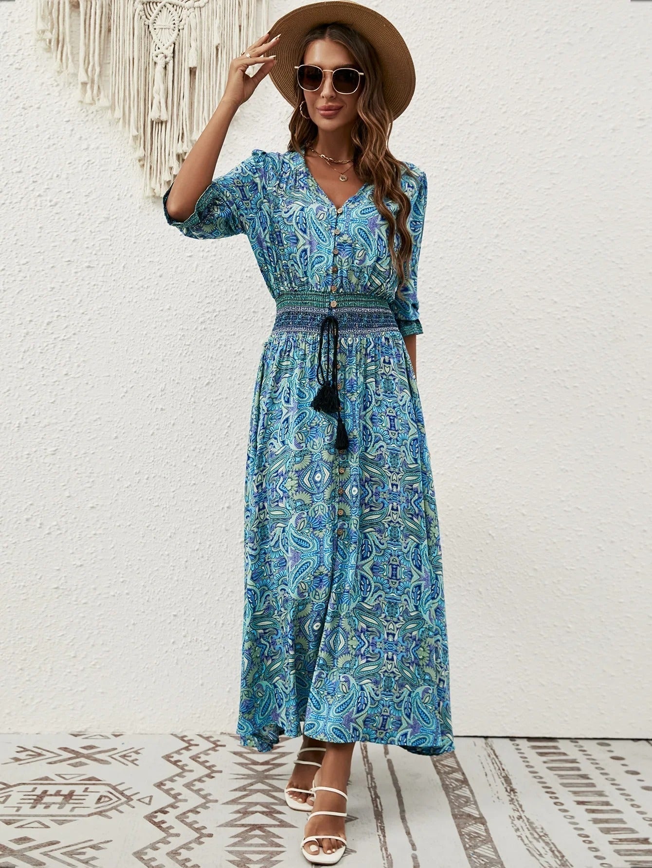 Tia | Boho Maxikleid mit Schlitz