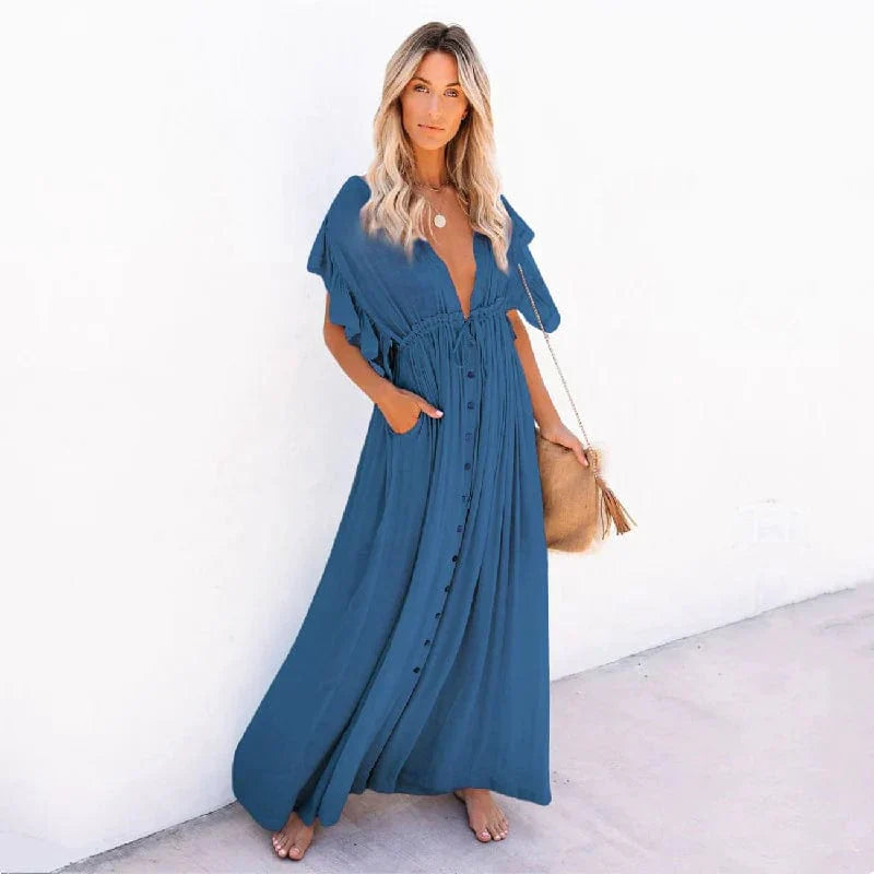 Marineblaues Maxi-Strandkleid Ibiza