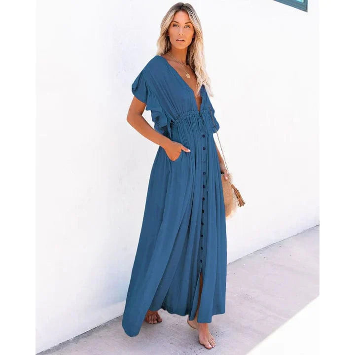 Marineblaues Maxi-Strandkleid Ibiza