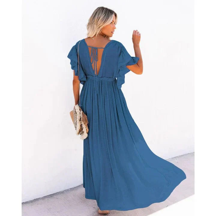 Marineblaues Maxi-Strandkleid Ibiza