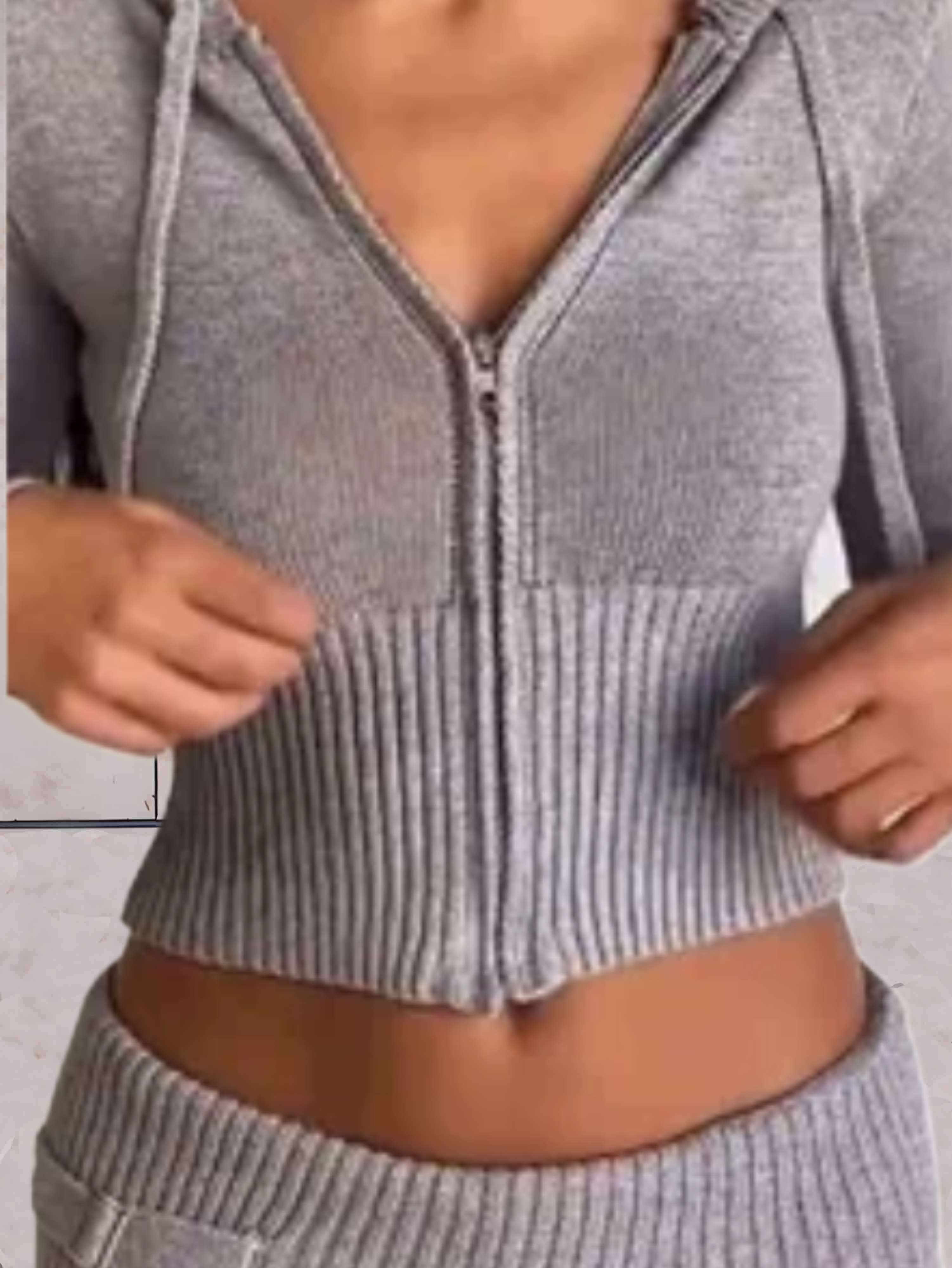 Brenna | 2-teiliges Set aus schmal geschnittenem Kapuzensweatshirt mit Reißverschluss und Jogginghose mit hoher Taille