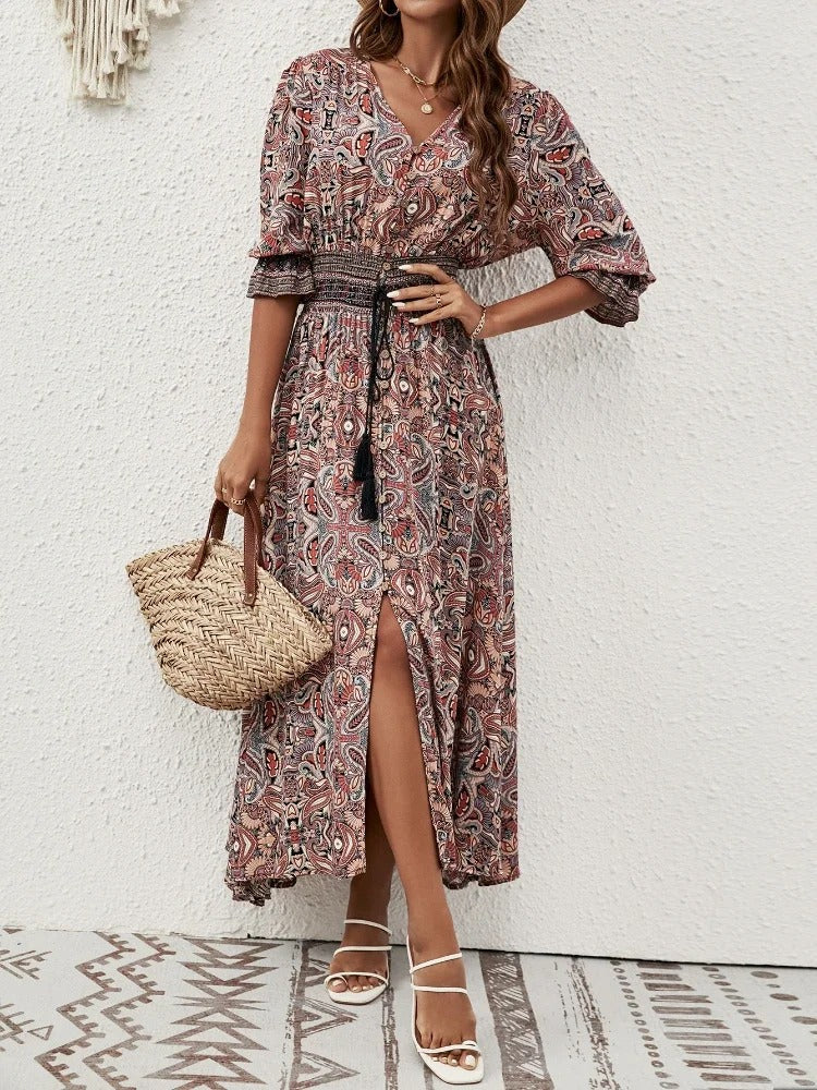 Tia | Boho Maxikleid mit Schlitz