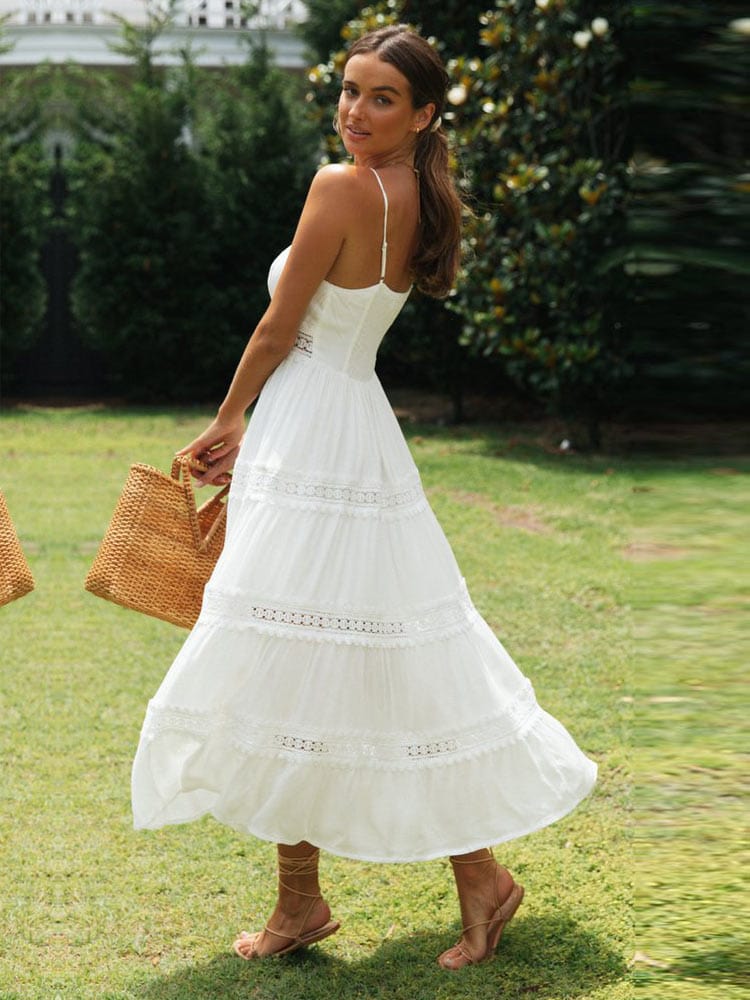 Weißes Maxi-Strandkleid mit Spaghetti-Trägern