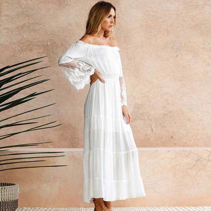 Weißes langes Ibiza-Strandkleid